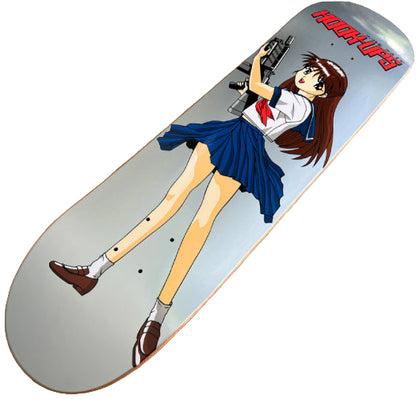 Hook-Ups Machine Gun Girl Skateboard Deck 8.25" photo close