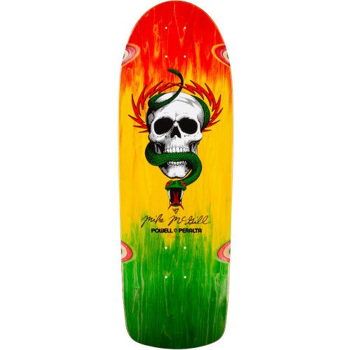 Powell Peralta Mike McGill Skull & Snake Rasta Fade Skateboard Deck 10" bottom