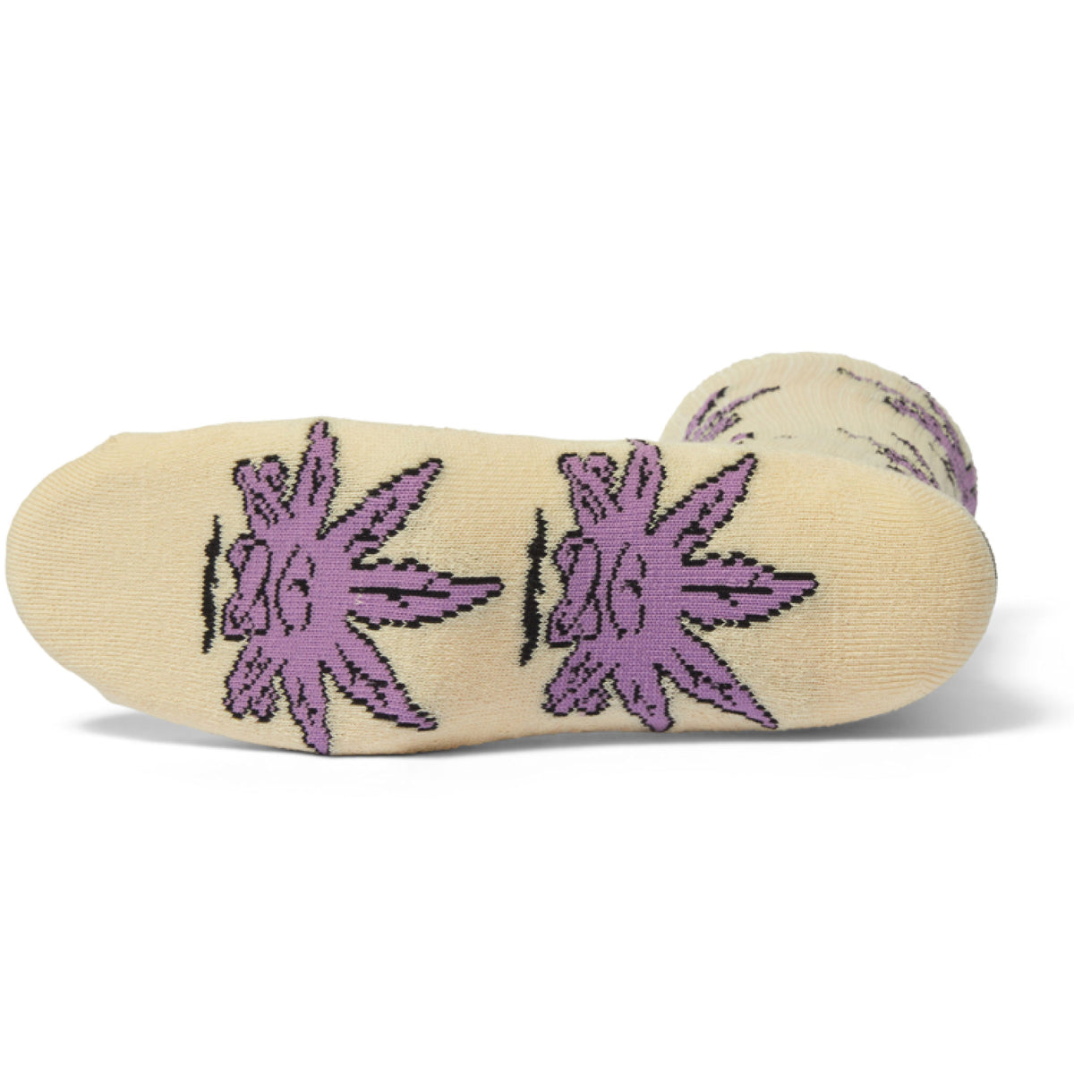 HUF Green Buddy Meditation Crew Socks - Natural bottom