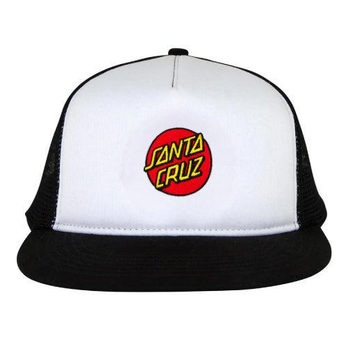 Santa Cruz Embroidered Mesh Trucker Hat - White/Black front