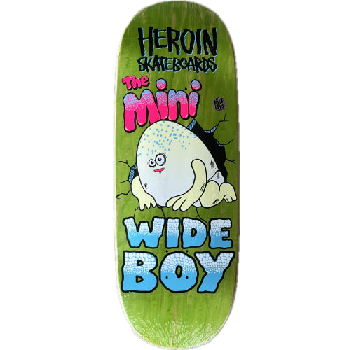 Heroin Mini Wide Boy Skateboard Deck 10.5" lime veneer