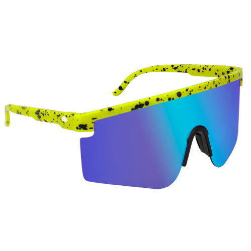 Glassy Mojave Polarized Sunglasses - Lime/Blue Mirror/Splat