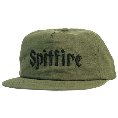 Spitfire Molotov Script Ripstop Snapback Hat - Green/Black front