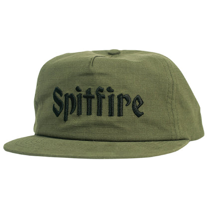 Spitfire Molotov Script Ripstop Snapback Hat - Green/Black front