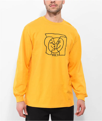 Krooked Moonsmile Long Sleeve Tee - Gold/Black