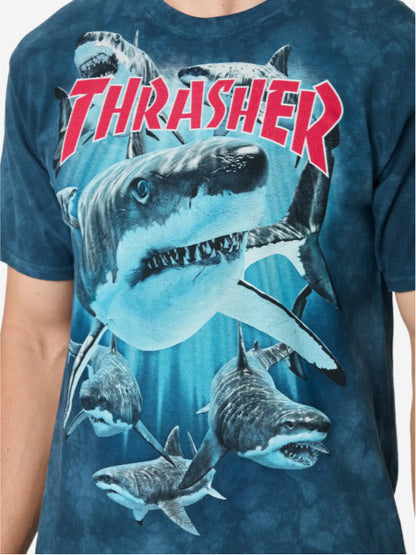 Thrasher X The Mountain Shark Tee - Blue graphic