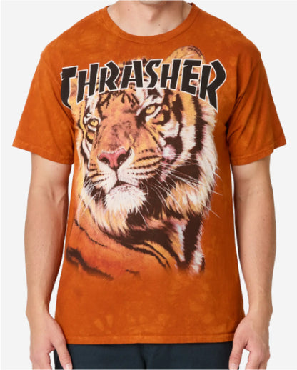 Thrasher X The Mountain Tiger Tee - Orange on front