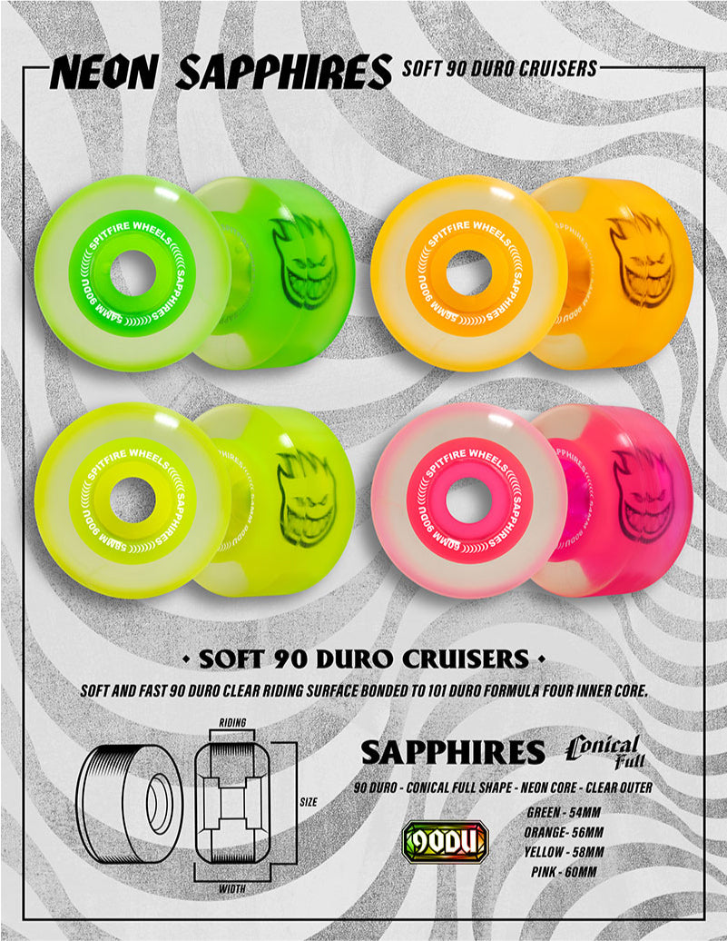 Spitfire Sapphires Conical Full Wheels Neon Green 54MM 90D