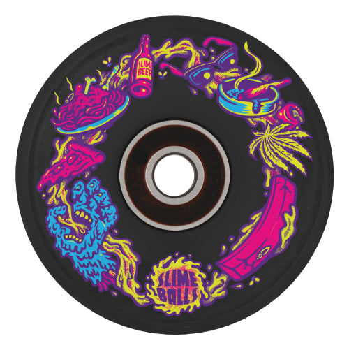 Santa Cruz *Light Ups* OG Slime Balls Neon Vomit Skateboard Wheels 60MM 78A outside