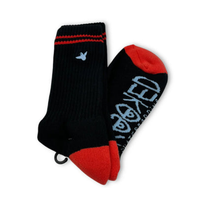 Krooked OG Bird Embroidered Crew Socks - Black/Red/Blue