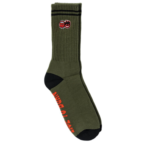 Spitfire Eternal Fill Embroidered Crew Socks - Olive/Black/Red flat