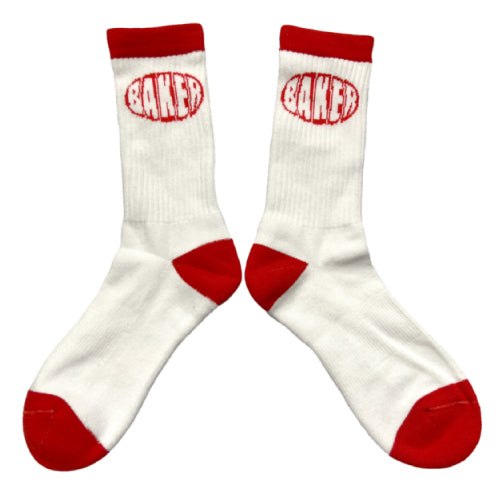 Baker Oval Crew Socks - White/Red