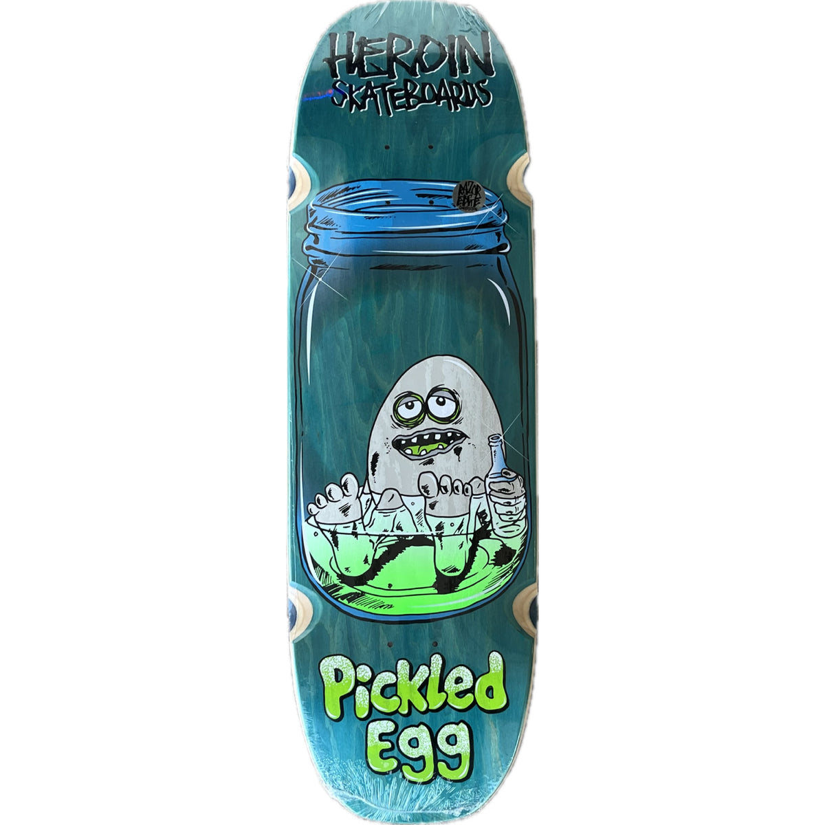 Heroin Pickled Egg Symmetrical Skateboard Deck 9.38" teal veneer