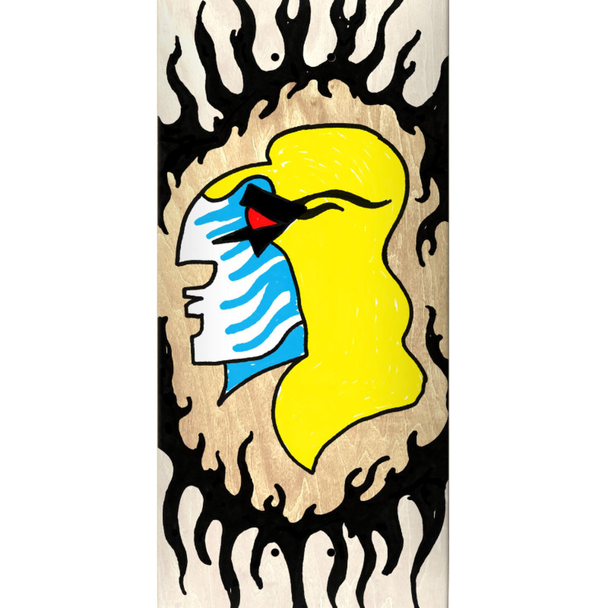 Krooked Manderson Pink Flame Skateboard Deck 8.38" graphic