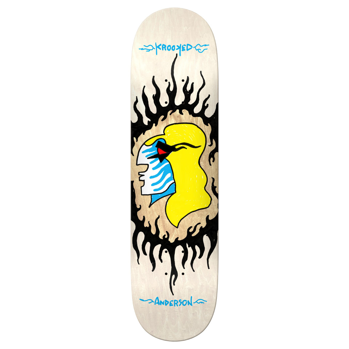 Krooked Manderson Pink Flame Skateboard Deck 8.38"