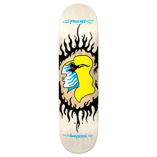 Krooked Manderson Pink Flame Skateboard Deck 8.38"
