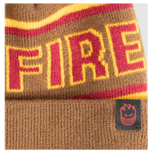 Spitfire Classic '87 Fill Pom Beanie - Brown/Gold/Red