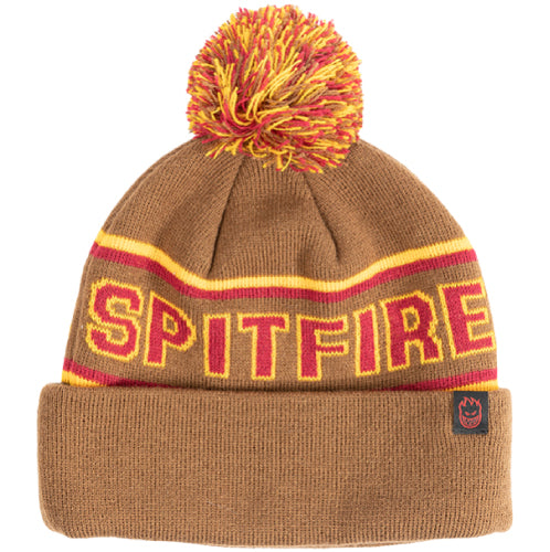 Spitfire Classic '87 Fill Pom Beanie - Brown/Gold/Red