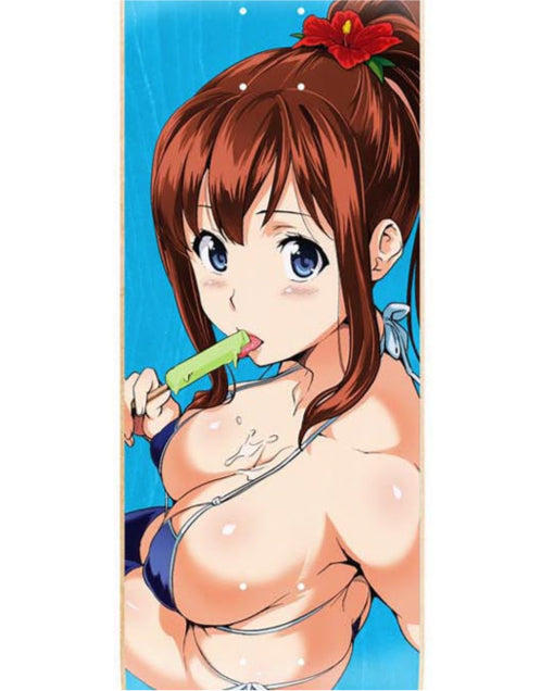 Hook-Ups Popsicle Girl Skateboard Deck 8.25" blue veneer close