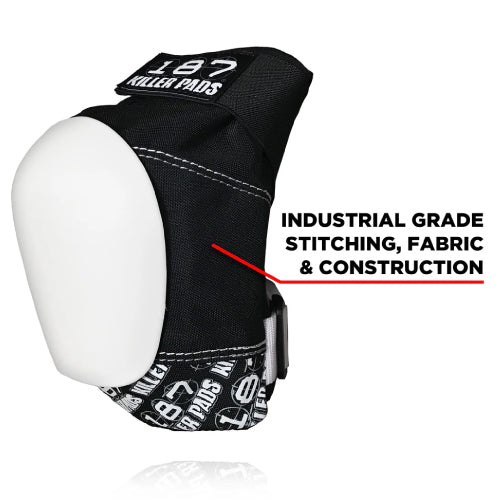 187 Killer Pads Pro Knee Pad Set - Black with White Caps