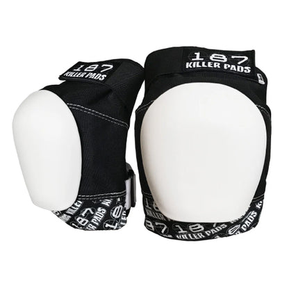 187 Killer Pads Pro Knee Pad Set - Black with White Caps