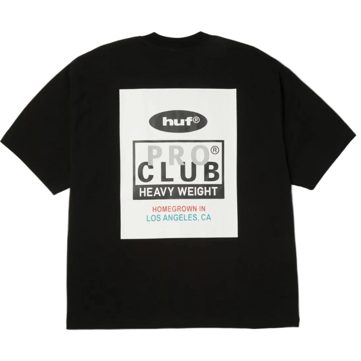 HUF X Pro Club Heavyweight Tee black back graphic