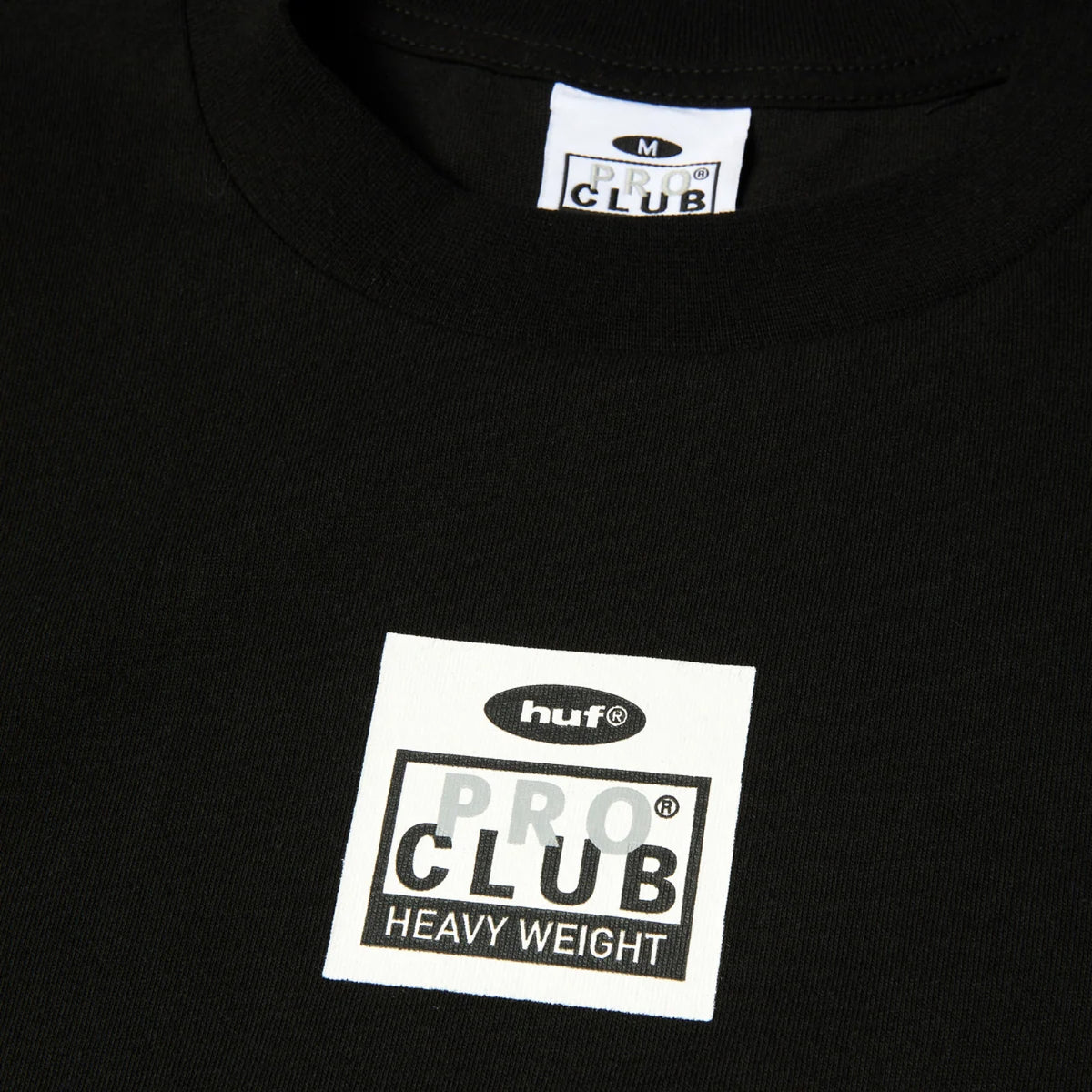 HUF X Pro Club Heavyweight Tee black front graphic
