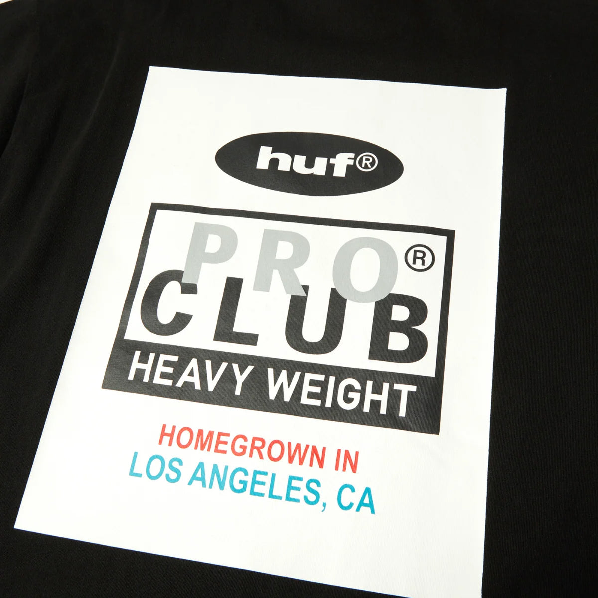 HUF X Pro Club Heavyweight Tee black back graphic