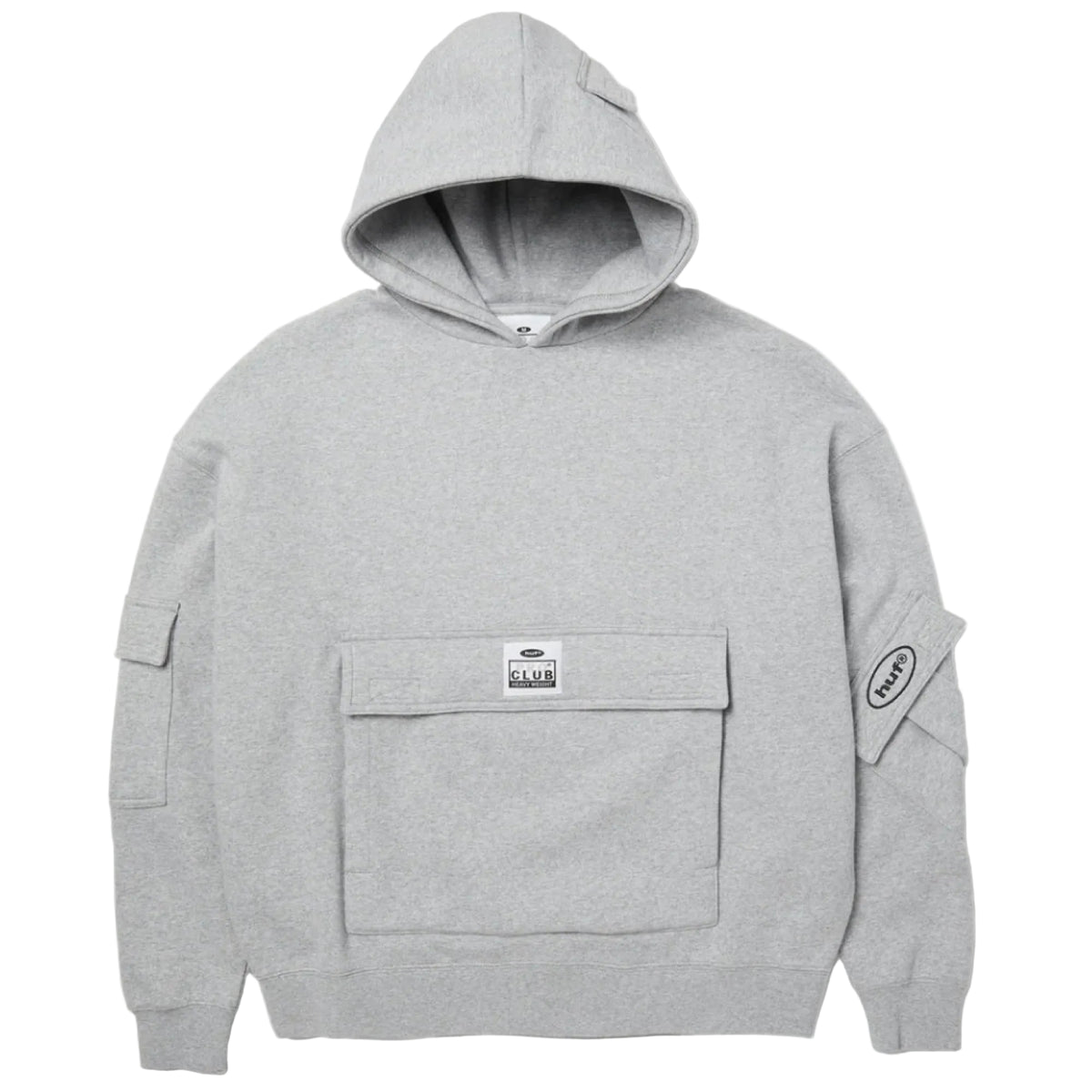HUF X Pro Club Multi Pocket Hoodie - Heather Grey front