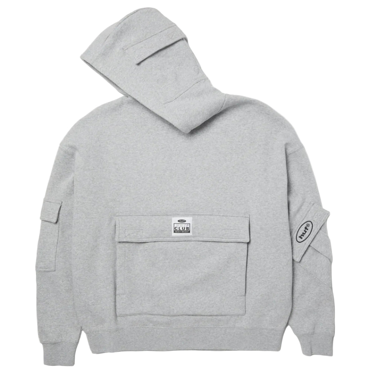 HUF X Pro Club Multi Pocket Hoodie - Heather Grey hood