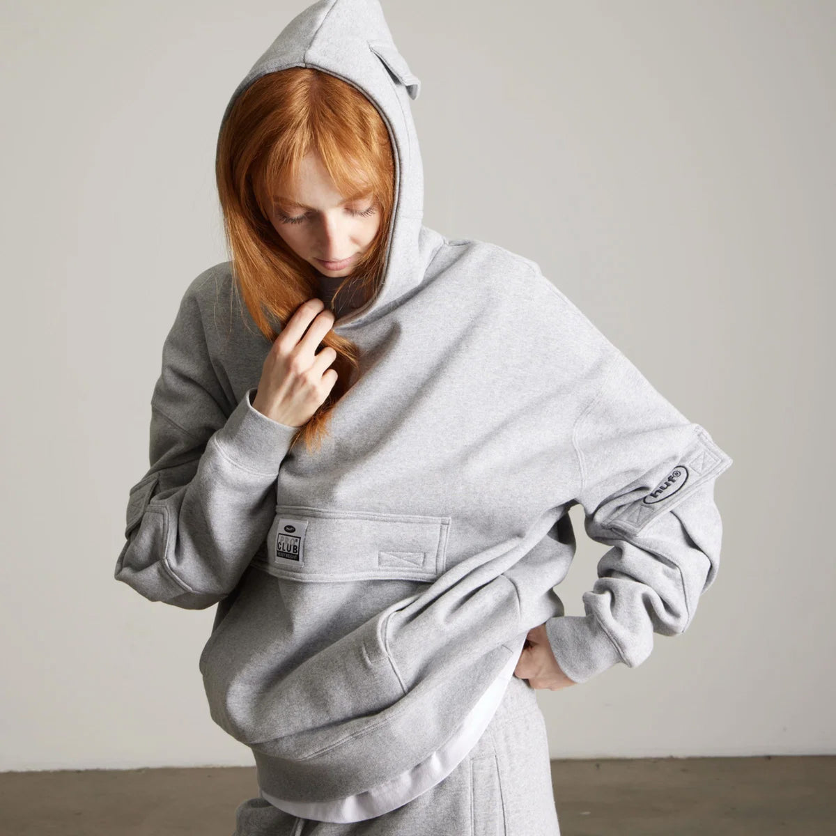 HUF X Pro Club Multi Pocket Hoodie - Heather Grey
