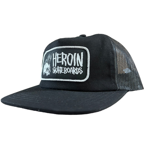 Heroin Punk Skull Trucker Hat - Black