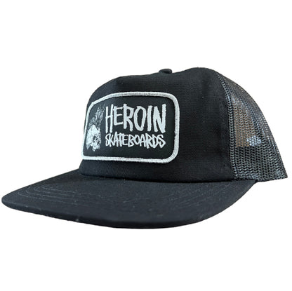 Heroin Punk Skull Trucker Hat - Black