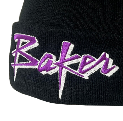 Baker Purple Pain Beanie - Black embroidered logo