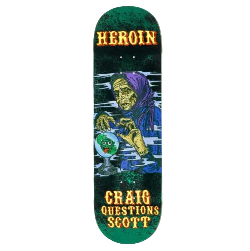 Heroin KO2 Questions Fortune Teller Skateboard Deck 9.25" full