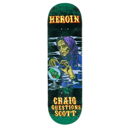 Heroin KO2 Questions Fortune Teller Skateboard Deck 9.25" full