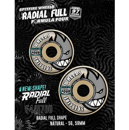 Spitfire F4 Radial Full Wheels Natural 54MM 97D