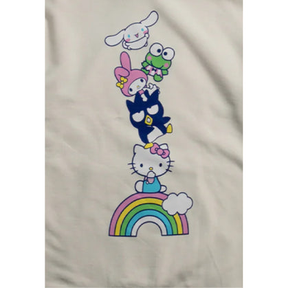Girl X Hello Kitty Rainbow Stacked Hoodie - Cream back close