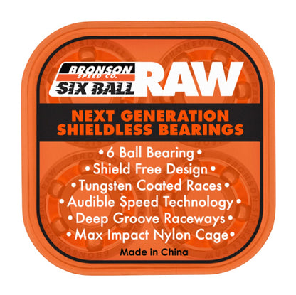 Bronson 6 Ball Raw Skateboard Bearings