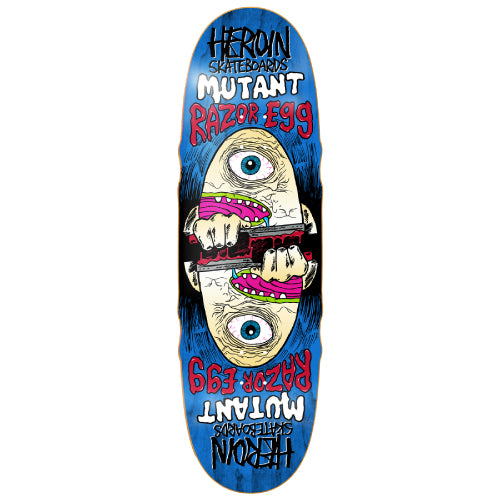 Heroin Mutant Razor Egg Skateboard Deck 9.5" blue veneer