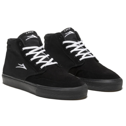 Lakai Riley 3 High Skateboard Shoe - Black/Black Suede