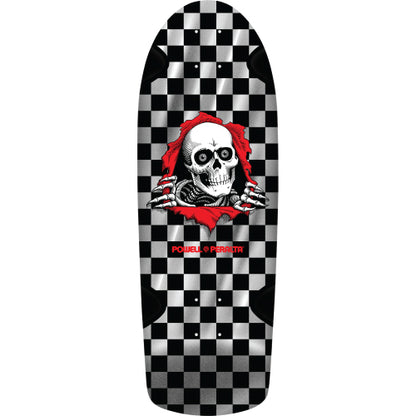 Powell Peralta OG Ripper Checker Reissue Silver Foil/Black Skateboard Deck 10.0" full