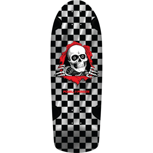 Powell Peralta OG Ripper Checker Reissue Silver Foil/Black Skateboard Deck 10.0" full
