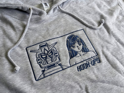 Hook-Ups Robot + Girl Heavyweight Hoodie - Heather Grey