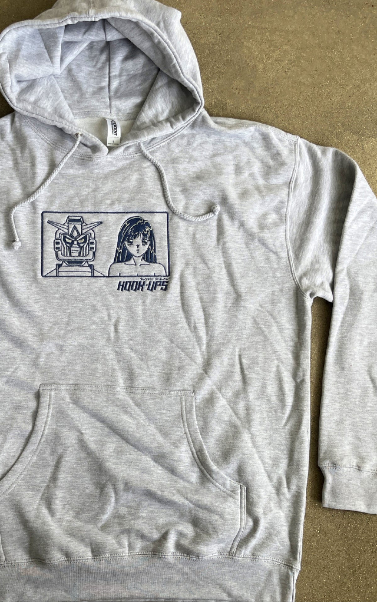 Hook-Ups Robot + Girl Heavyweight Hoodie - Heather Grey
