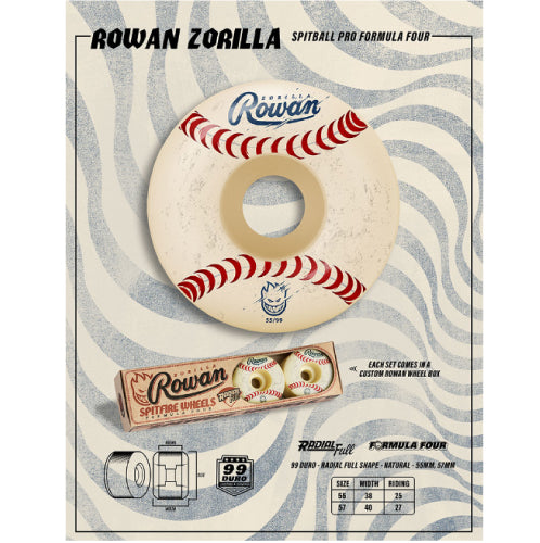 Spitfire F4 Rowan Zorilla Spitball Radial Full Wheels 55MM 99D