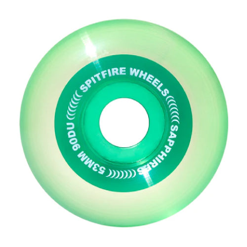 Spitfire Sapphires Radial Wheels Clear/Green 53MM 90D side