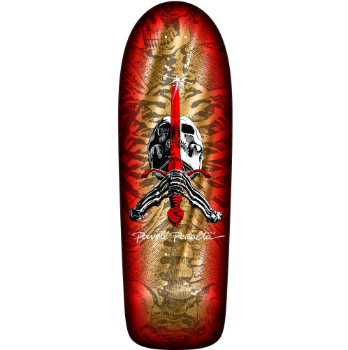 Powell Peralta OG Skull & Sword Skateboard Deck Gold Foil 10.0" full