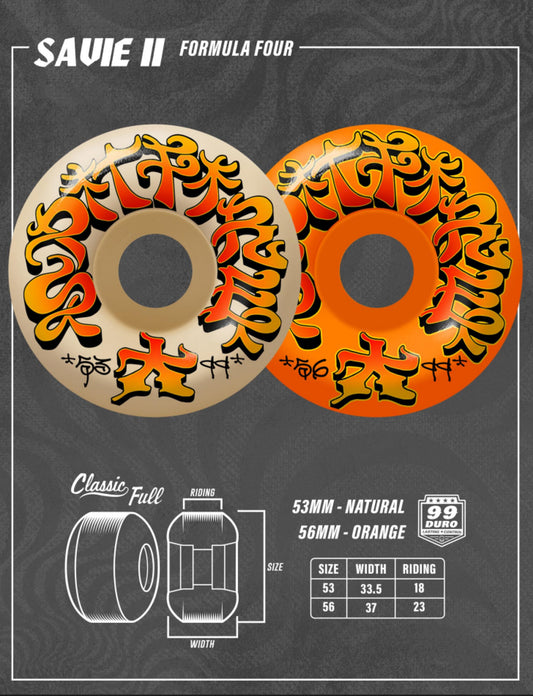 Spitfire F4 Classic Full Savie II Wheels 56MM 99D specs