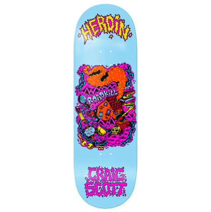 Heroin Questions Scrap Metal Skateboard Deck 10" full bottom